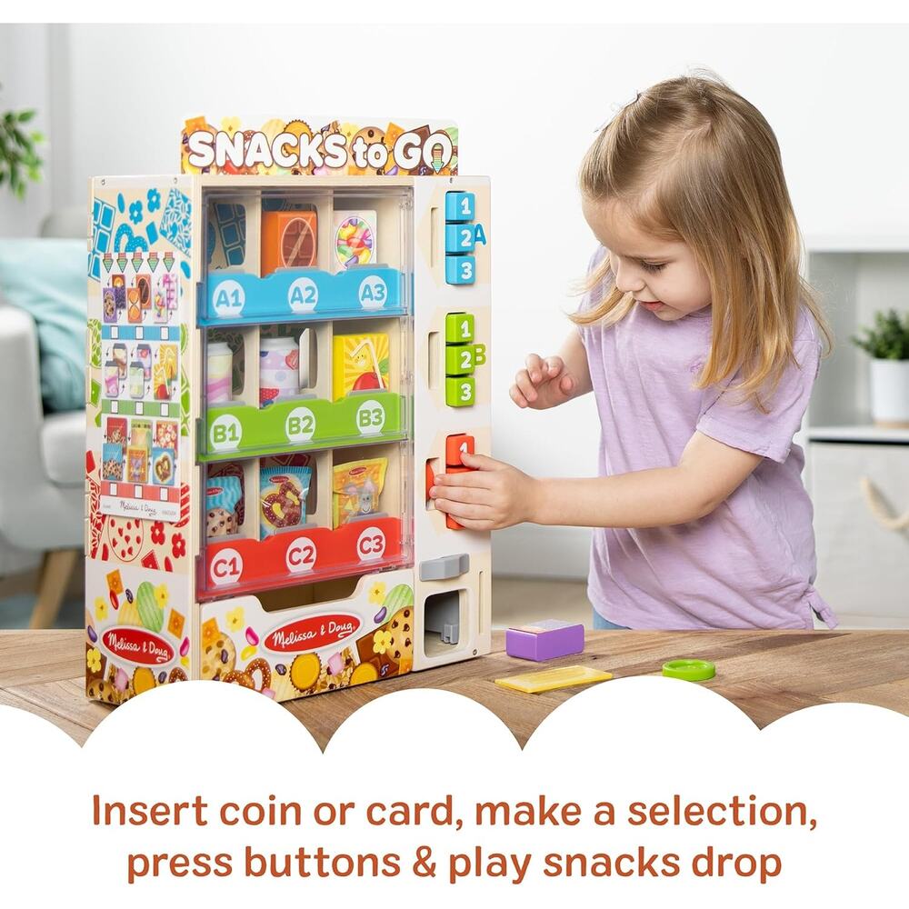 Melissa & Doug Sort-Stock-Select Wooden Vending Machine Toy with Play Food
